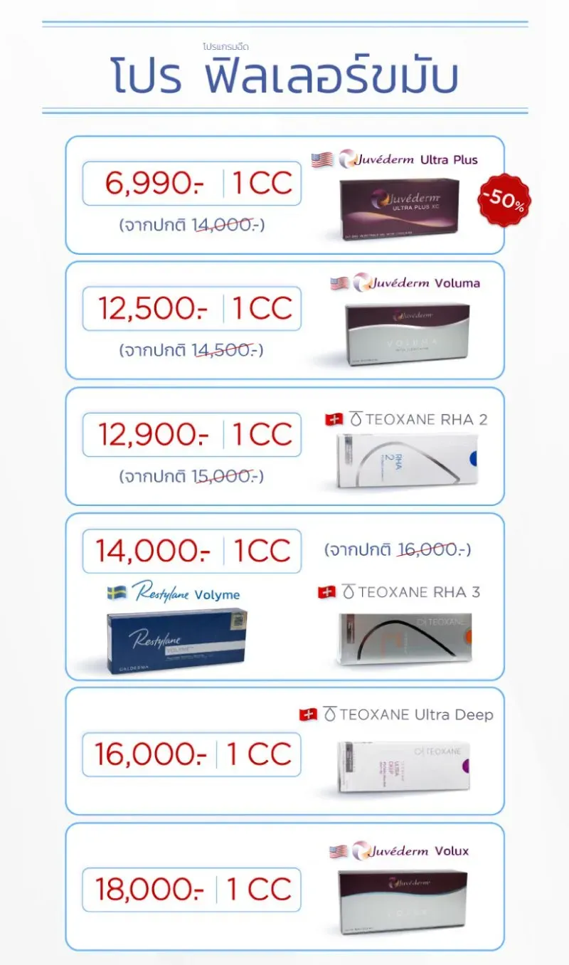 ฉีดฟิลเลอร์ขมับราคา