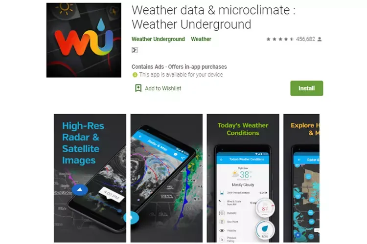 แอปพลิเคชัน Weather Underground แอปพลิเคชัน Weather Underground