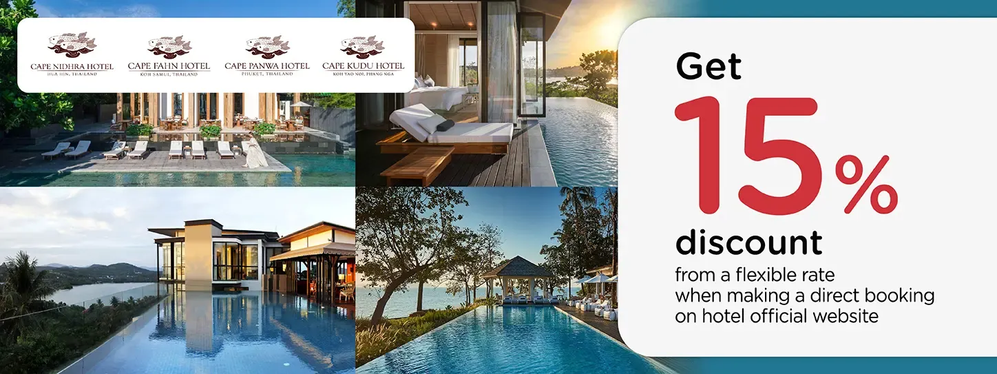 โปรโมชั่น รับส่วนลดห้องพัก 15% ที่ โรงแรมในเครือ Cape & Kantary Hotels | KTC
