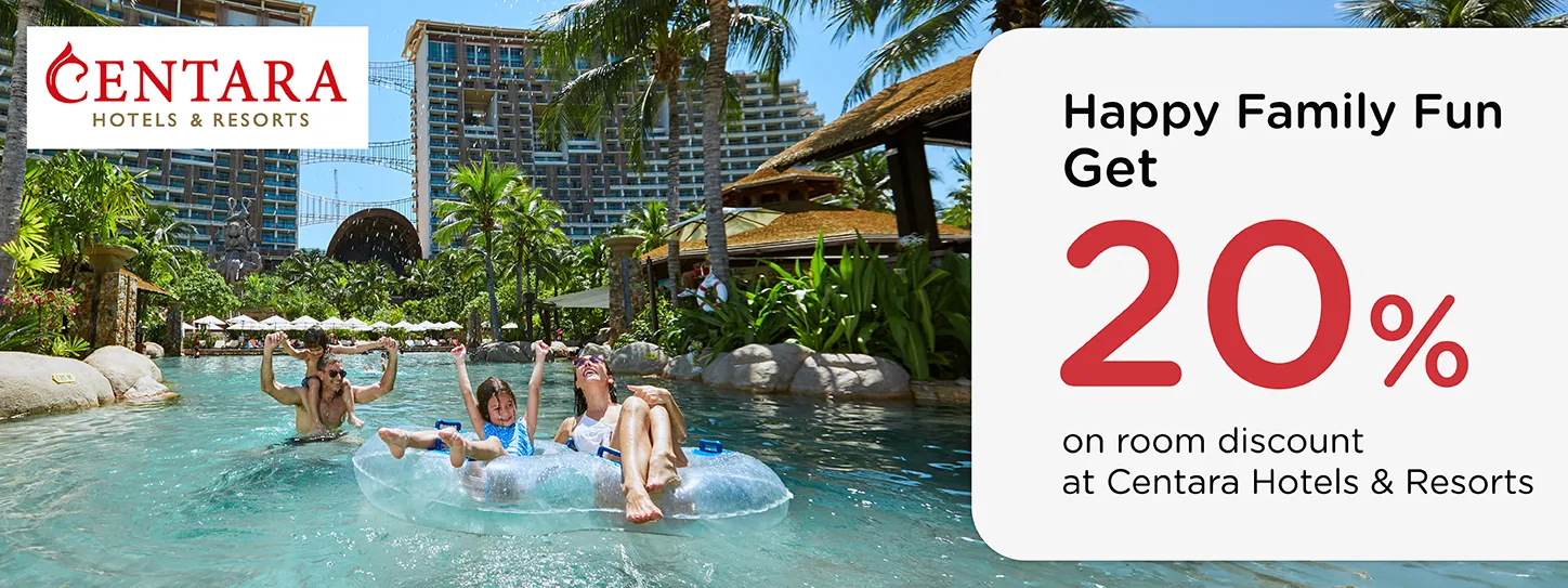 โปรโมชั่น Happy Family Fun ที่โรงแรมและรีสอร์ทในเครือเซ็นทารา กับบัตรเครดิต KTC โปรโมชั่น Happy Family Fun ที่โรงแรมและรีสอร์ทในเครือเซ็นทารา กับบัตรเครดิต KTC