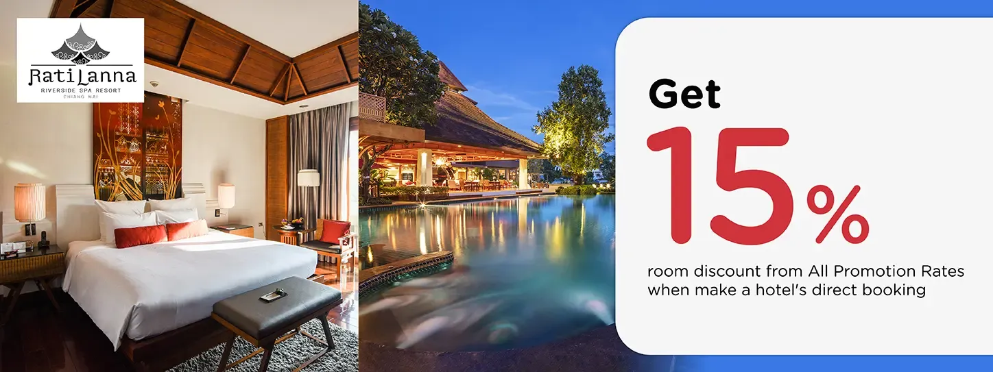 โปรโมชั่น รับส่วนลด 15% ที่ Ratilanna Riverside Spa Resort - เชียงใหม่ | KTC