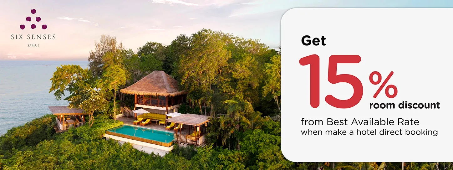 โปรโมชั่น รับส่วนห้องพัก 15% ที่โรงแรม Six Senses - เกาะสมุย | KTC