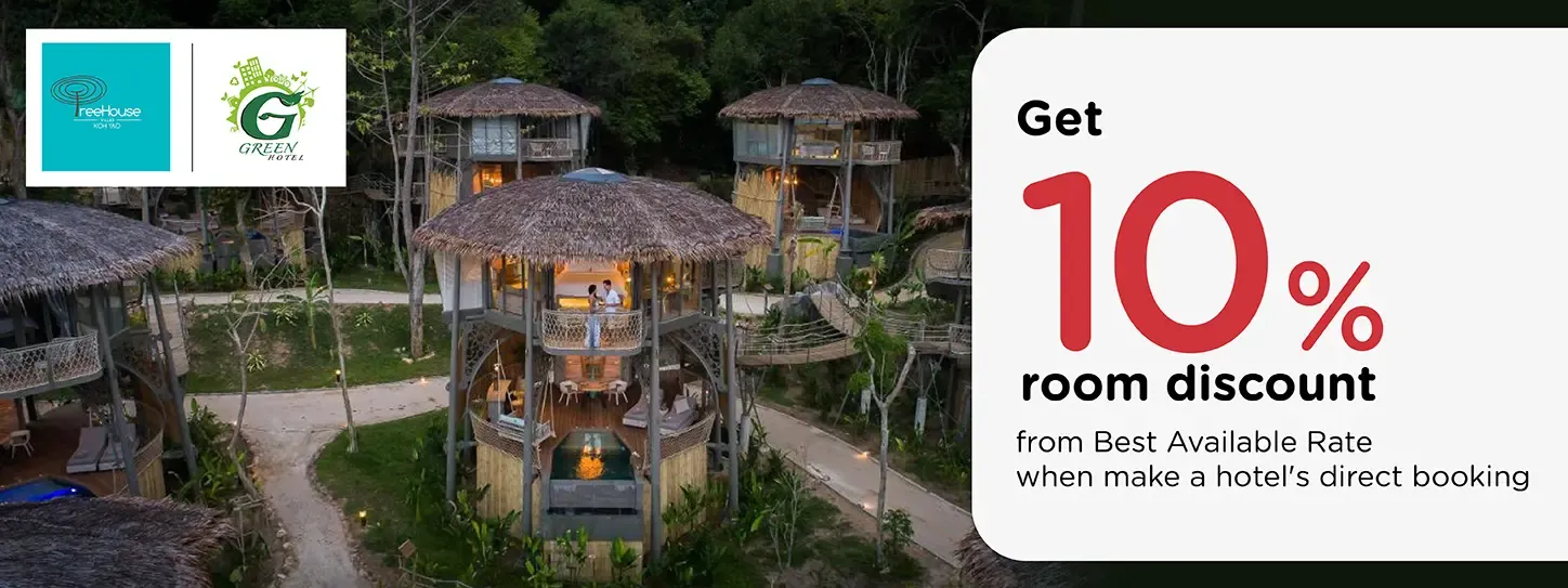 โปรโมชั่นที่ TreeHouse Villas Koh Yao รับส่วนลดห้องพัก 10% กับบัตรเครดิต KTC