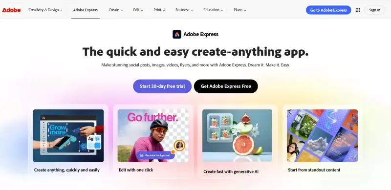 เว็บตัดต่อรูปภาพ editor adobe express