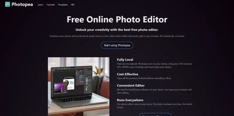 ตัดต่อรูปภาพด้วยเว็บ Photopea
