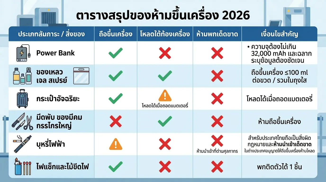 ของห้ามขึ้นเครื่อง ของเหลว สเปรย์ สัมภาระห้ามถือ-โหลดปี ของห้ามขึ้นเครื่อง ของเหลว สเปรย์ สัมภาระห้ามถือ-โหลดปี