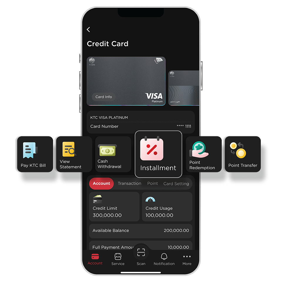 Select KTC Card  <br>then select “Installment”