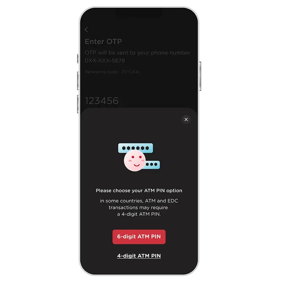 Select ATM PIN format: 6-digit or 4-digit