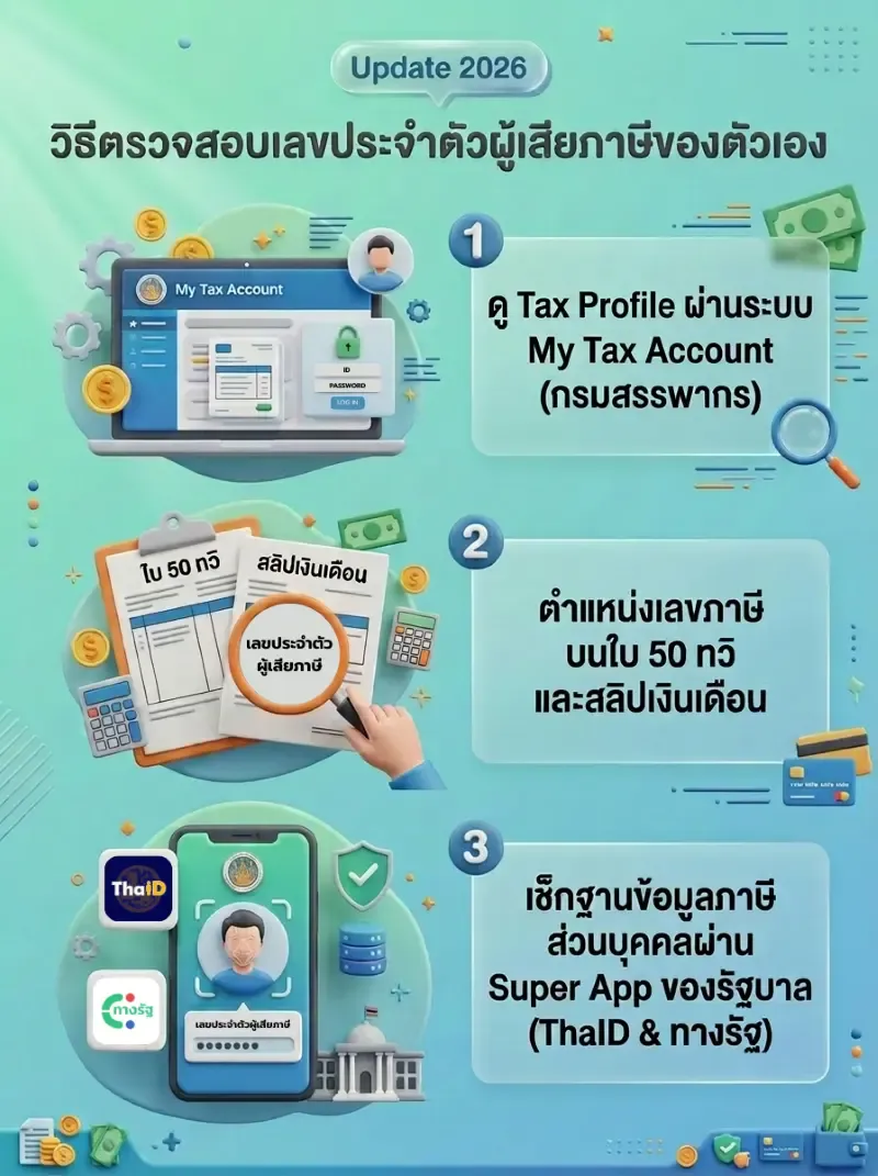 วิธีตรวจสอบเลขประจำตัวผู้เสียภาษีของตัวเอง ดูตรงไหนได้บ้างผ่านระบบออนไลน์ วิธีตรวจสอบเลขประจำตัวผู้เสียภาษีของตัวเอง ดูตรงไหนได้บ้างผ่านระบบออนไลน์